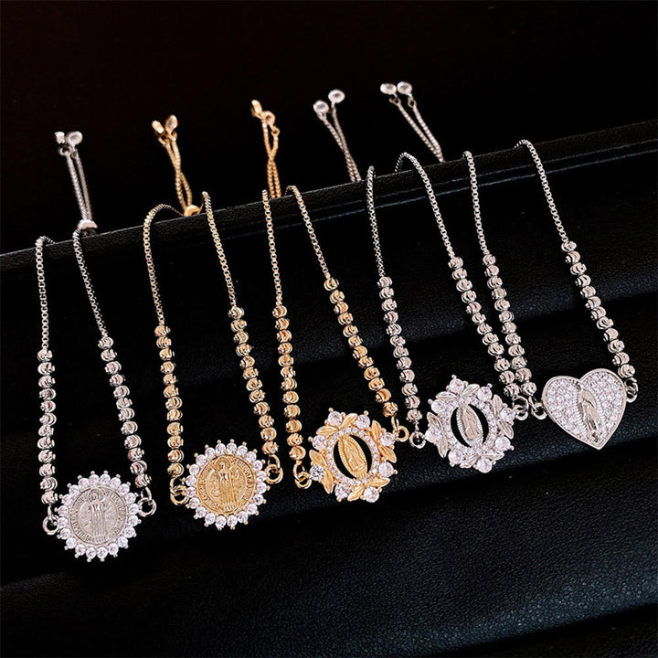 Our Lady Miraculous Medal Halo Cz Beaded Bracelet: Emblem Of Divine Protection & Grace