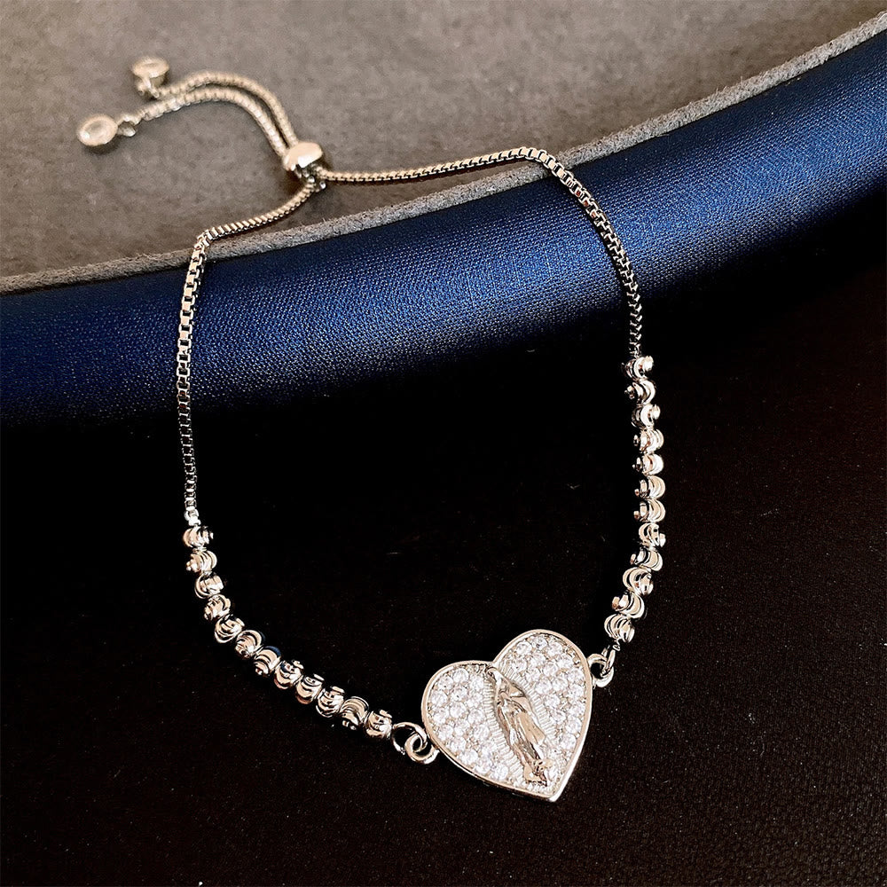 Our Lady Miraculous Medal Halo Cz Beaded Bracelet: Emblem Of Divine Protection & Grace