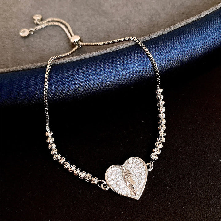 Our Lady Miraculous Medal Halo Cz Beaded Bracelet: Emblem Of Divine Protection & Grace