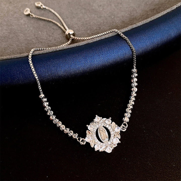 Our Lady Miraculous Medal Halo Cz Beaded Bracelet: Emblem Of Divine Protection & Grace