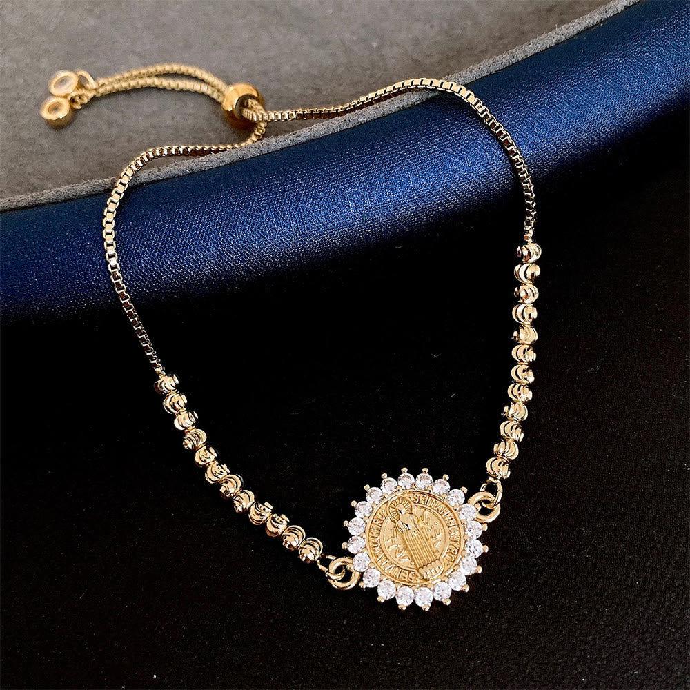 Our Lady Miraculous Medal Halo Cz Beaded Bracelet: Emblem Of Divine Protection & Grace
