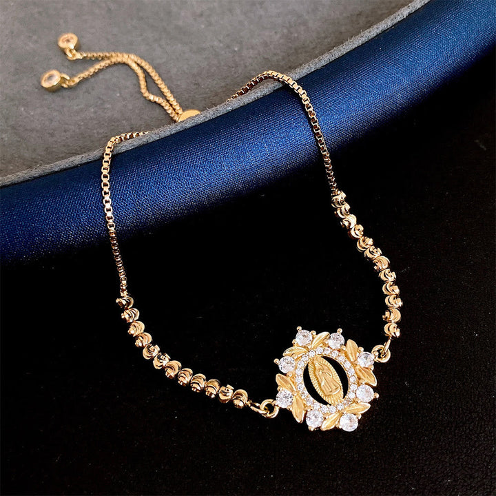 Our Lady Miraculous Medal Halo Cz Beaded Bracelet: Emblem Of Divine Protection & Grace