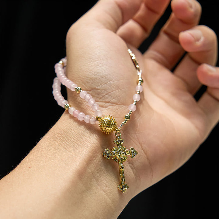 Magnetic Strawberry Agate Rosary Bracelet: Emblem of Divine Grace & Purity