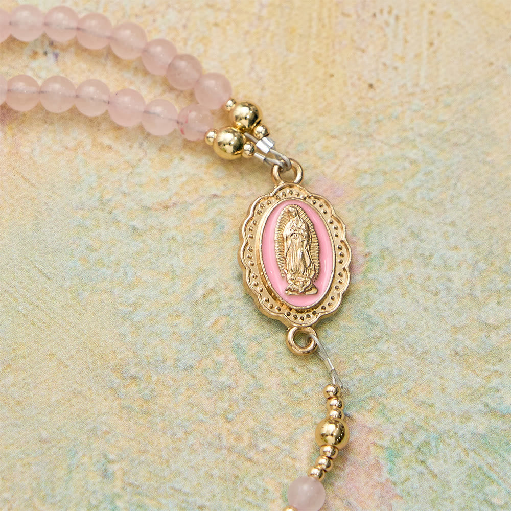Magnetic Strawberry Agate Rosary Bracelet: Emblem of Divine Grace & Purity