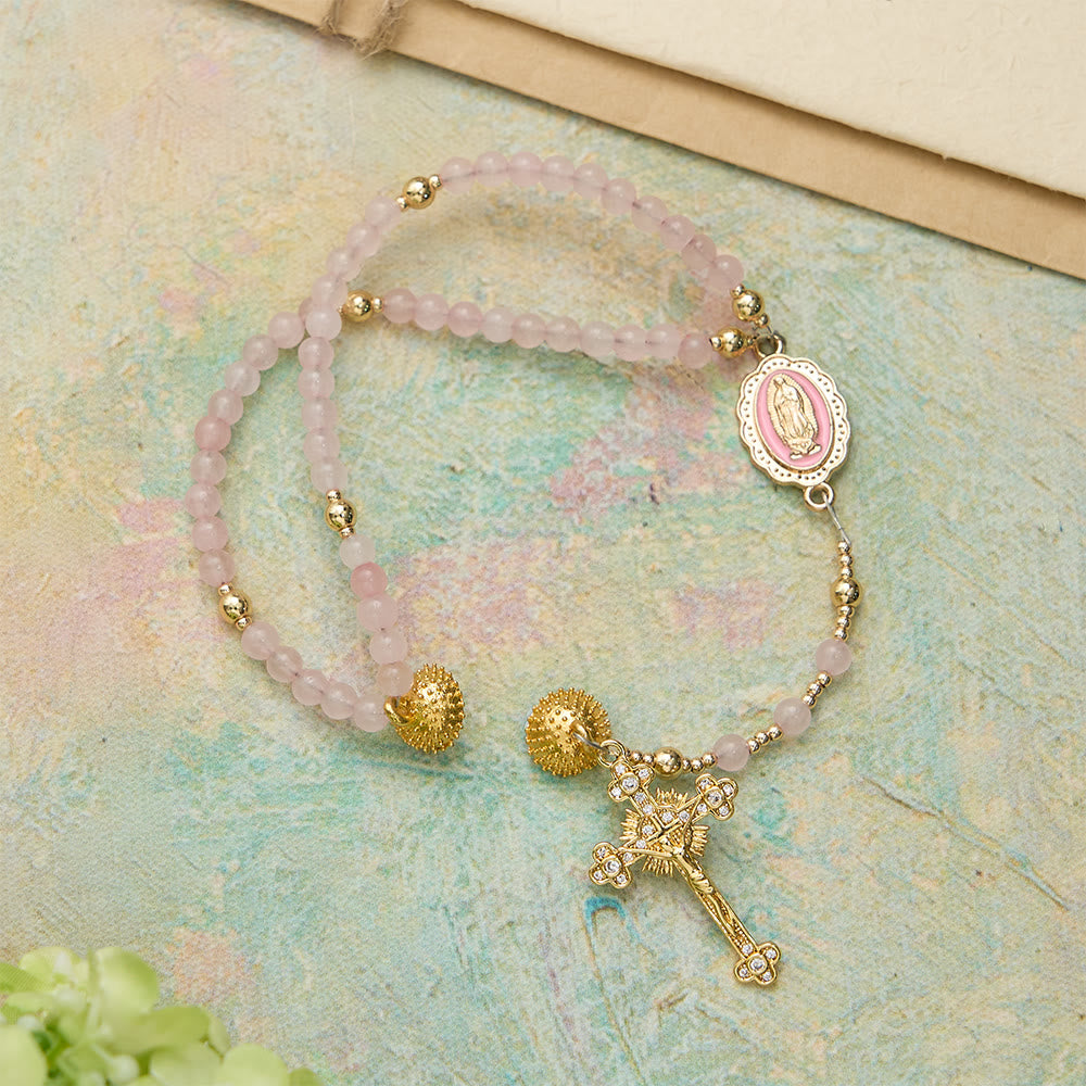 Magnetic Strawberry Agate Rosary Bracelet: Emblem of Divine Grace & Purity