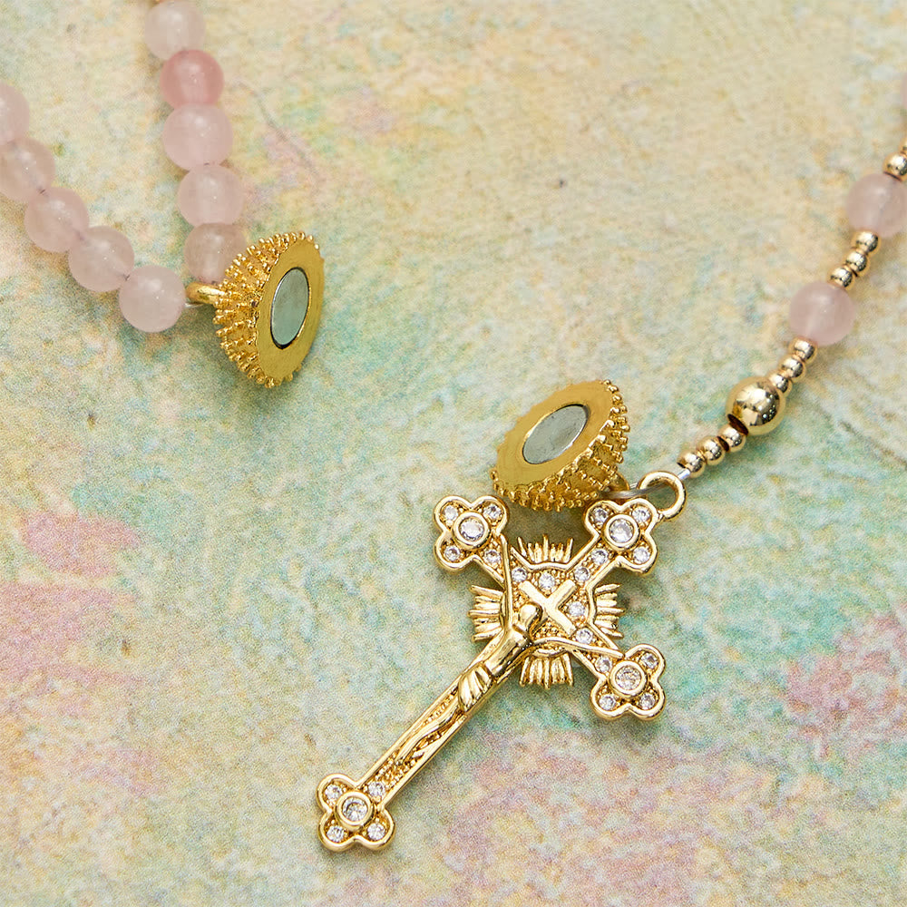 Magnetic Strawberry Agate Rosary Bracelet: Emblem of Divine Grace & Purity