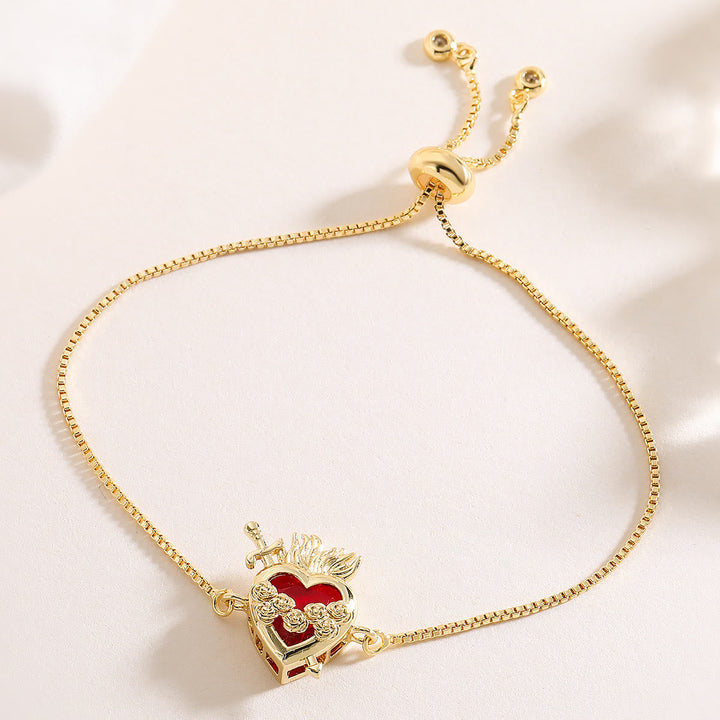 Elegant Sacred Heart Devotion Bracelet: Embodying Christ's Love And Spiritual Strength