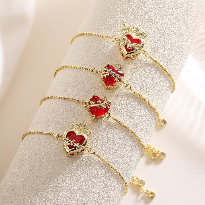 Elegant Sacred Heart Devotion Bracelet: Embodying Christ's Love And Spiritual Strength