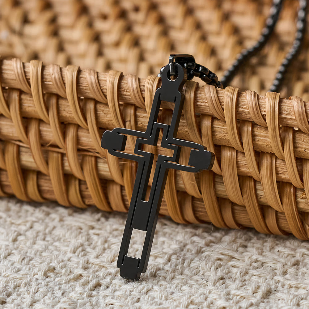 Geometric Hollow Cross Statement Necklace: Emblem Of Devotion & Spiritual Guidance