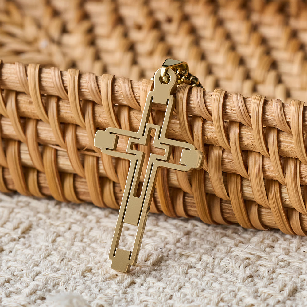 Geometric Hollow Cross Statement Necklace: Emblem Of Devotion & Spiritual Guidance