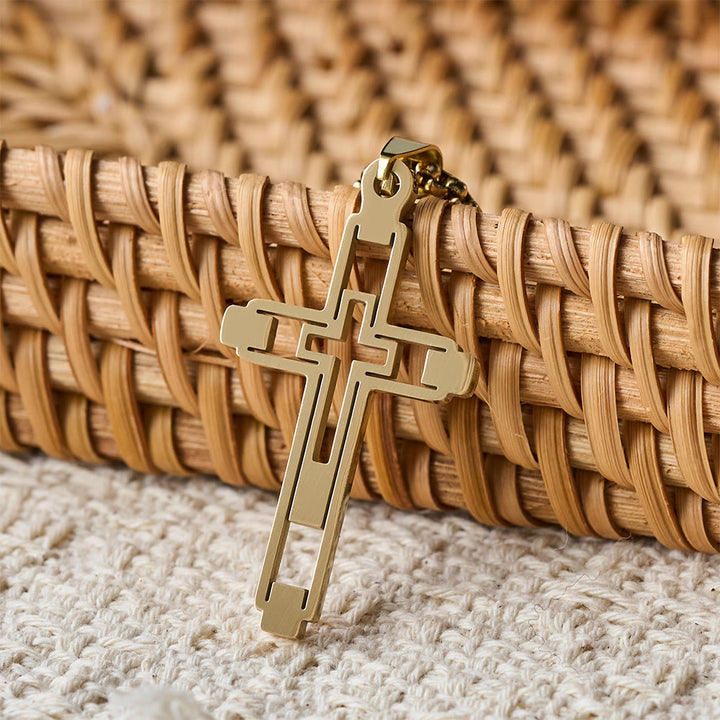 Geometric Hollow Cross Statement Necklace: Emblem Of Devotion & Spiritual Guidance