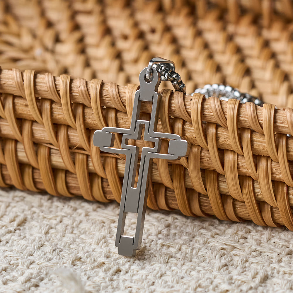 Geometric Hollow Cross Statement Necklace: Emblem Of Devotion & Spiritual Guidance
