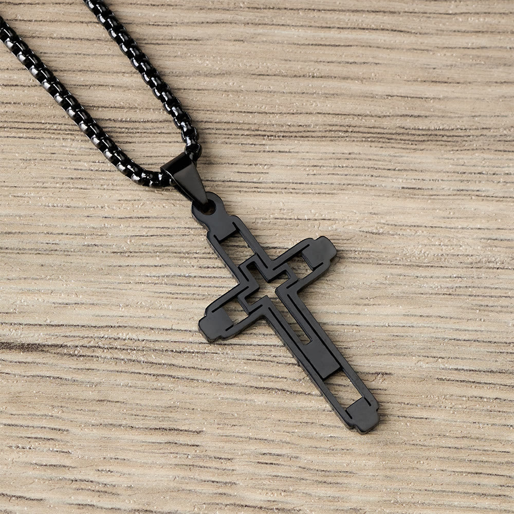 Geometric Hollow Cross Statement Necklace: Emblem Of Devotion & Spiritual Guidance