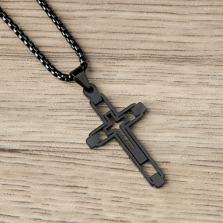 Geometric Hollow Cross Statement Necklace: Emblem Of Devotion & Spiritual Guidance