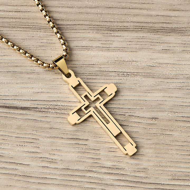 Geometric Hollow Cross Statement Necklace: Emblem Of Devotion & Spiritual Guidance