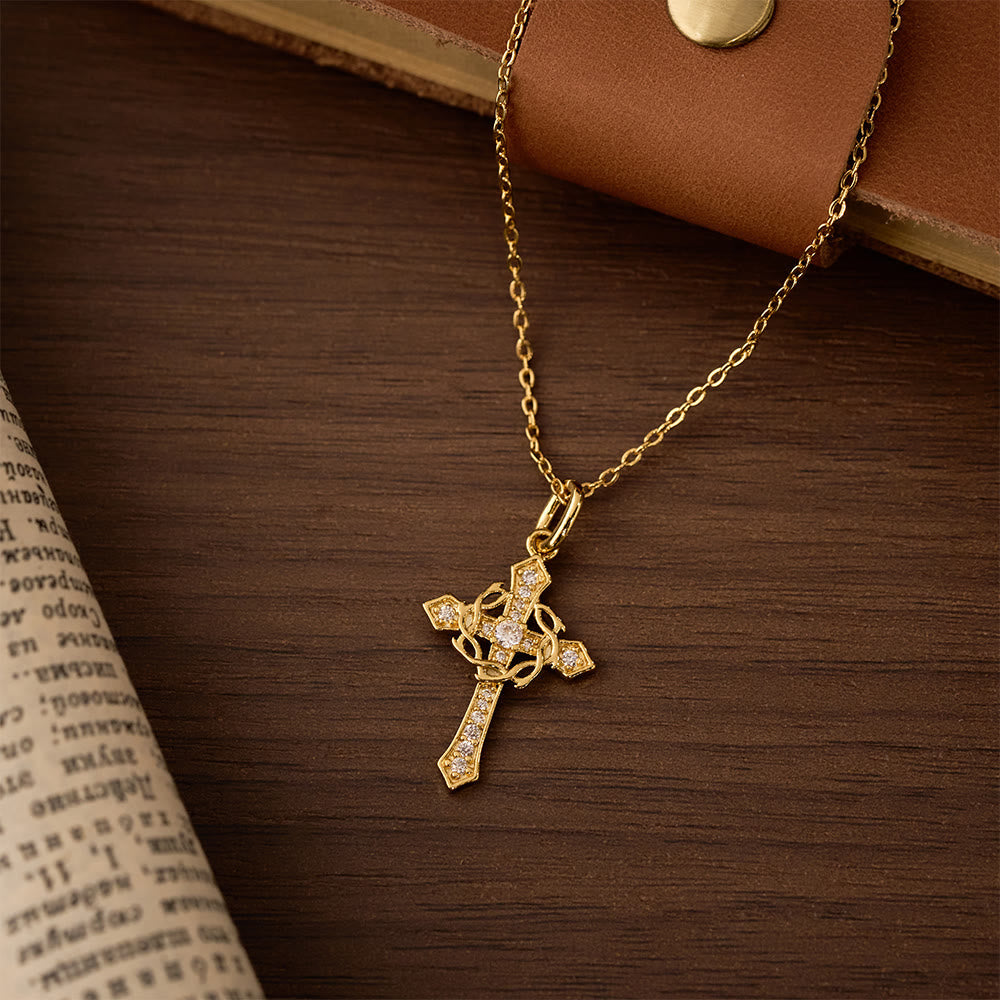 Sparkling Geometric Cross Necklace: A Symbol of Eternal Hope And Divine Protection