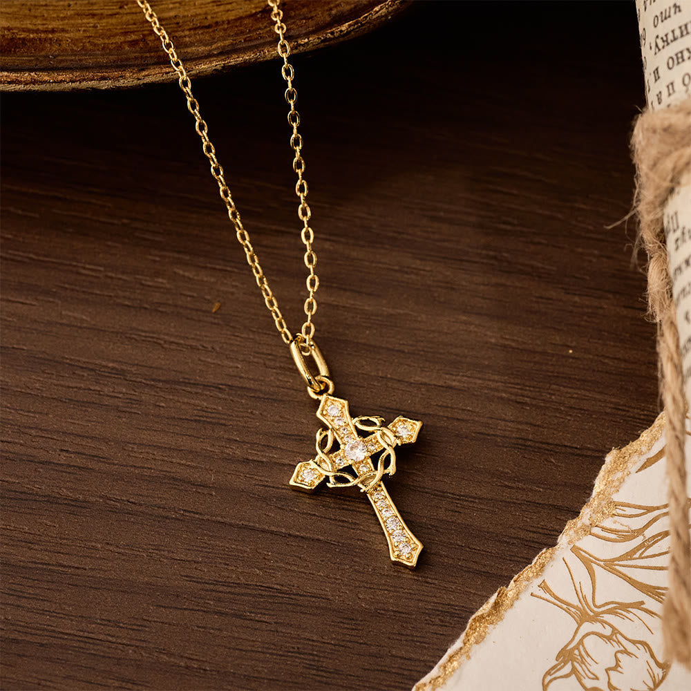 Sparkling Geometric Cross Necklace: A Symbol of Eternal Hope And Divine Protection