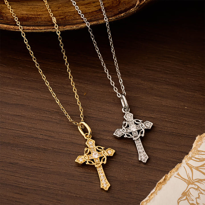Sparkling Geometric Cross Necklace: A Symbol of Eternal Hope And Divine Protection