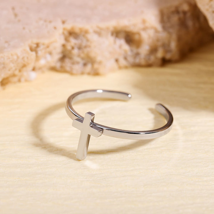 Minimalist Cross Open Ring: A Symbol Of Devout Faith & Spiritual Grace