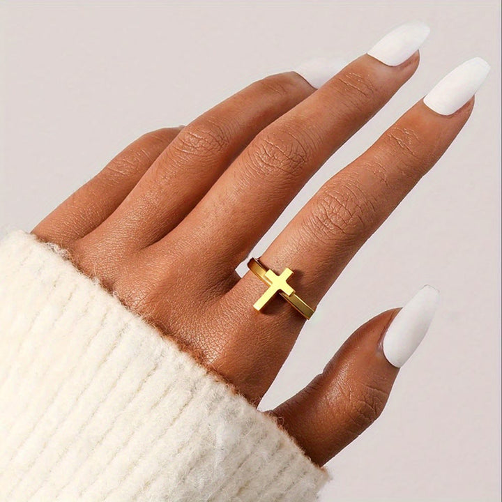 Minimalist Cross Open Ring: A Symbol Of Devout Faith & Spiritual Grace
