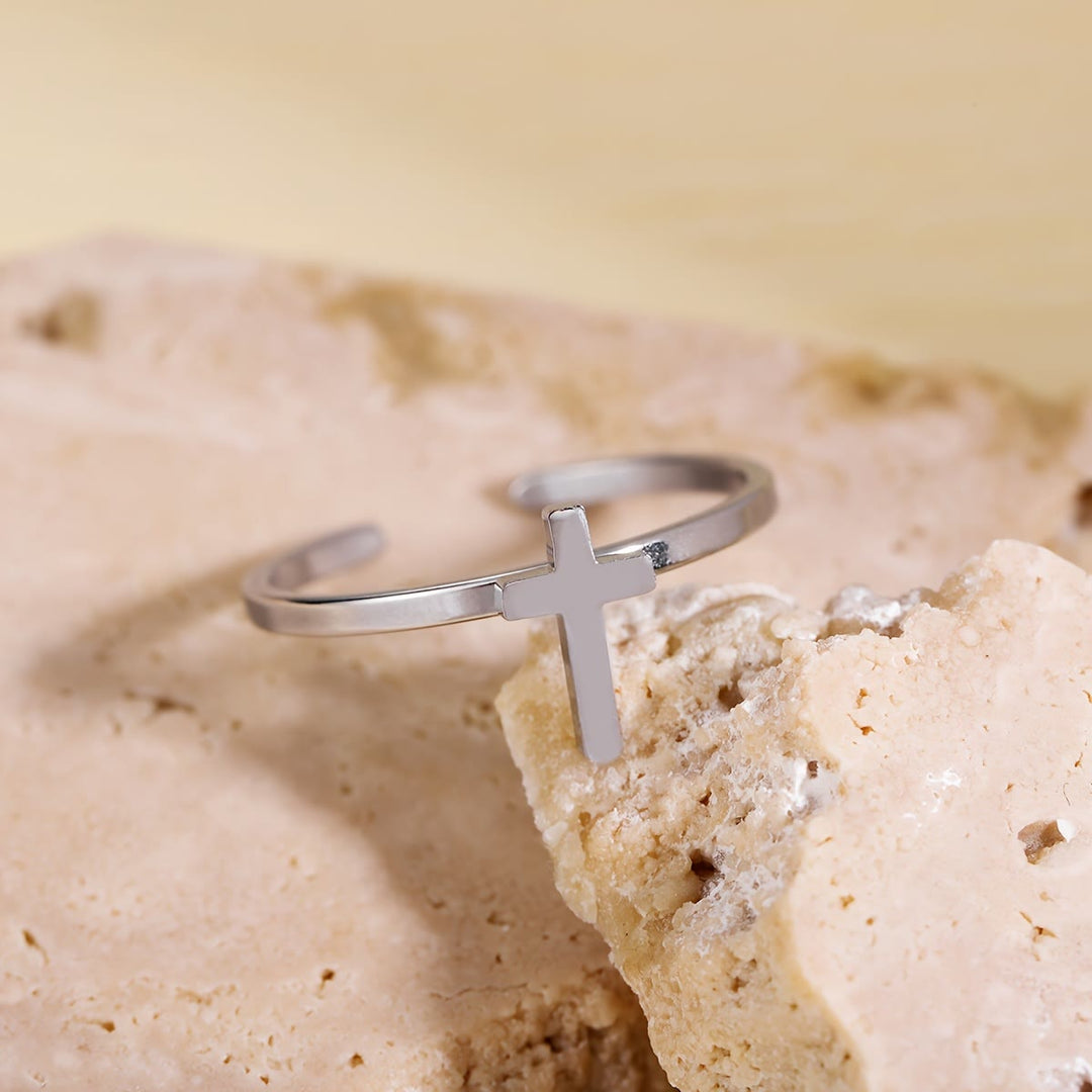 Minimalist Cross Open Ring: A Symbol Of Devout Faith & Spiritual Grace