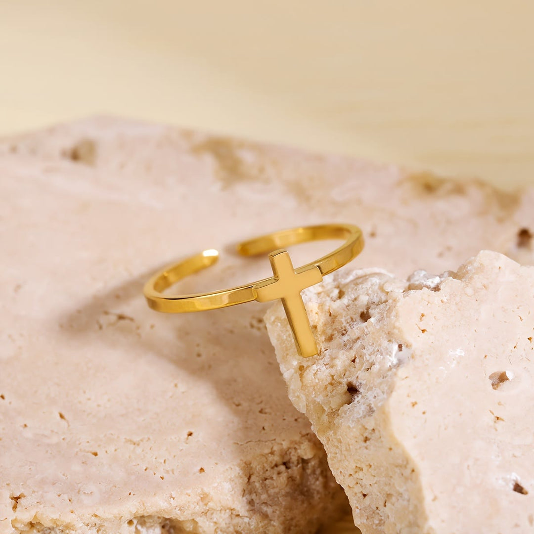 Minimalist Cross Open Ring: A Symbol Of Devout Faith & Spiritual Grace