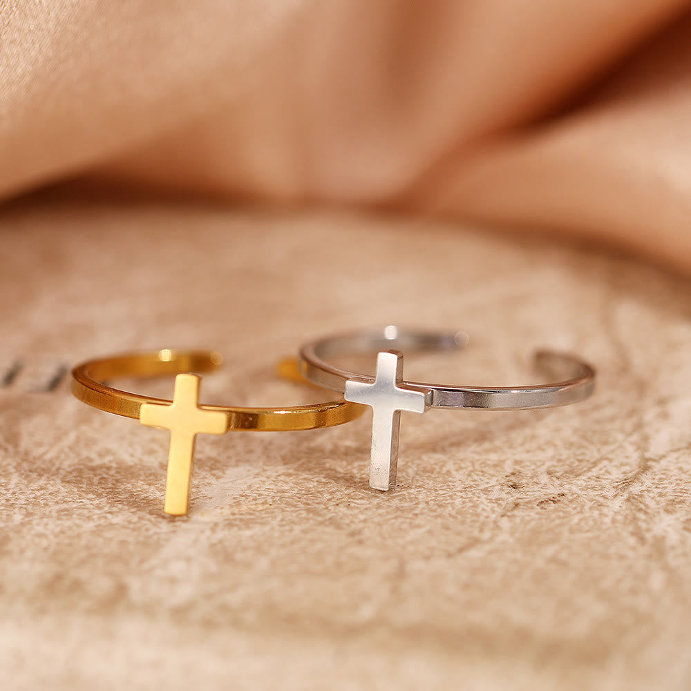 Minimalist Cross Open Ring: A Symbol Of Devout Faith & Spiritual Grace