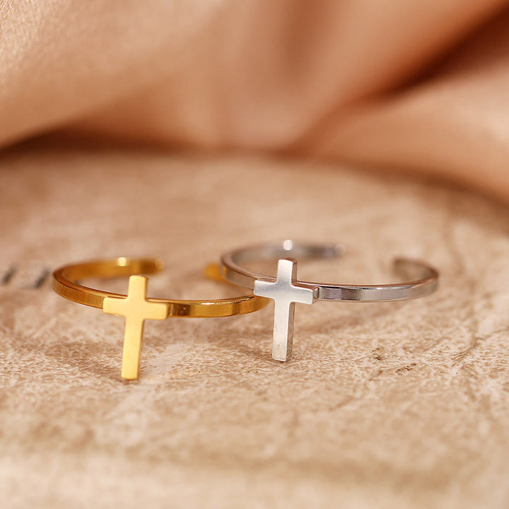 Minimalist Cross Open Ring: A Symbol Of Devout Faith & Spiritual Grace