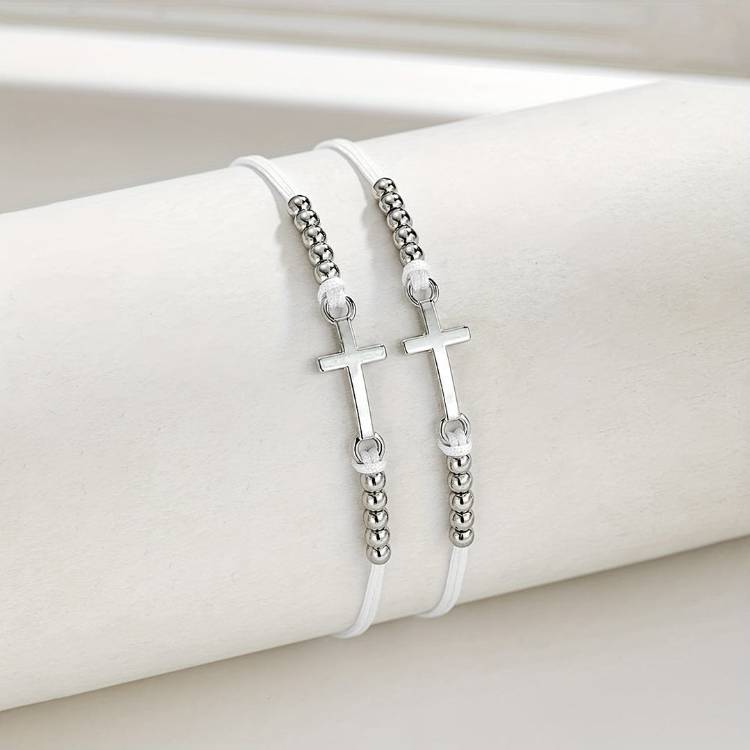 Intricate Cross Beaded Bracelet: Woven with Faith, Grace & Unwavering Love