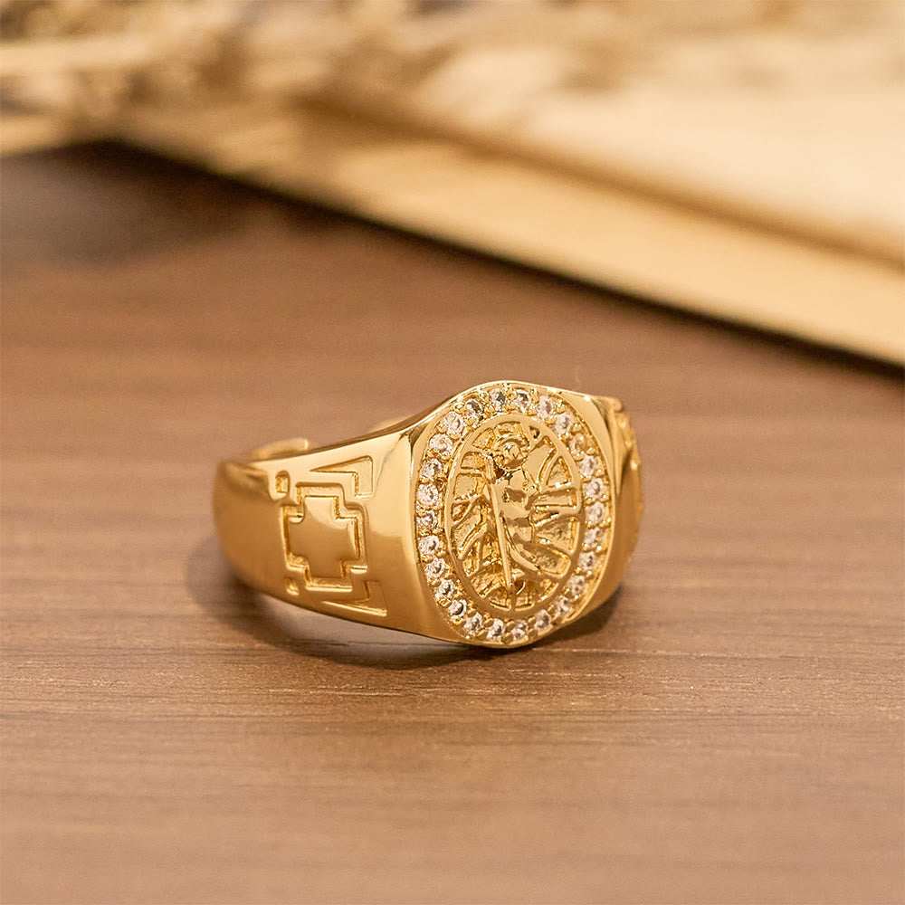 Ornate St. Jude Statement Ring: Emblem of Redemption & Spiritual Protection