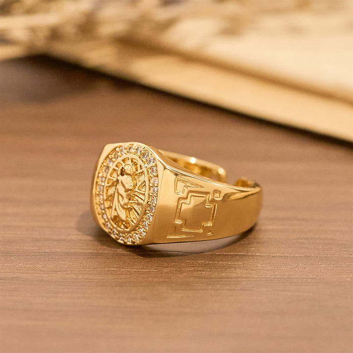 Ornate St. Jude Statement Ring: Emblem of Redemption & Spiritual Protection
