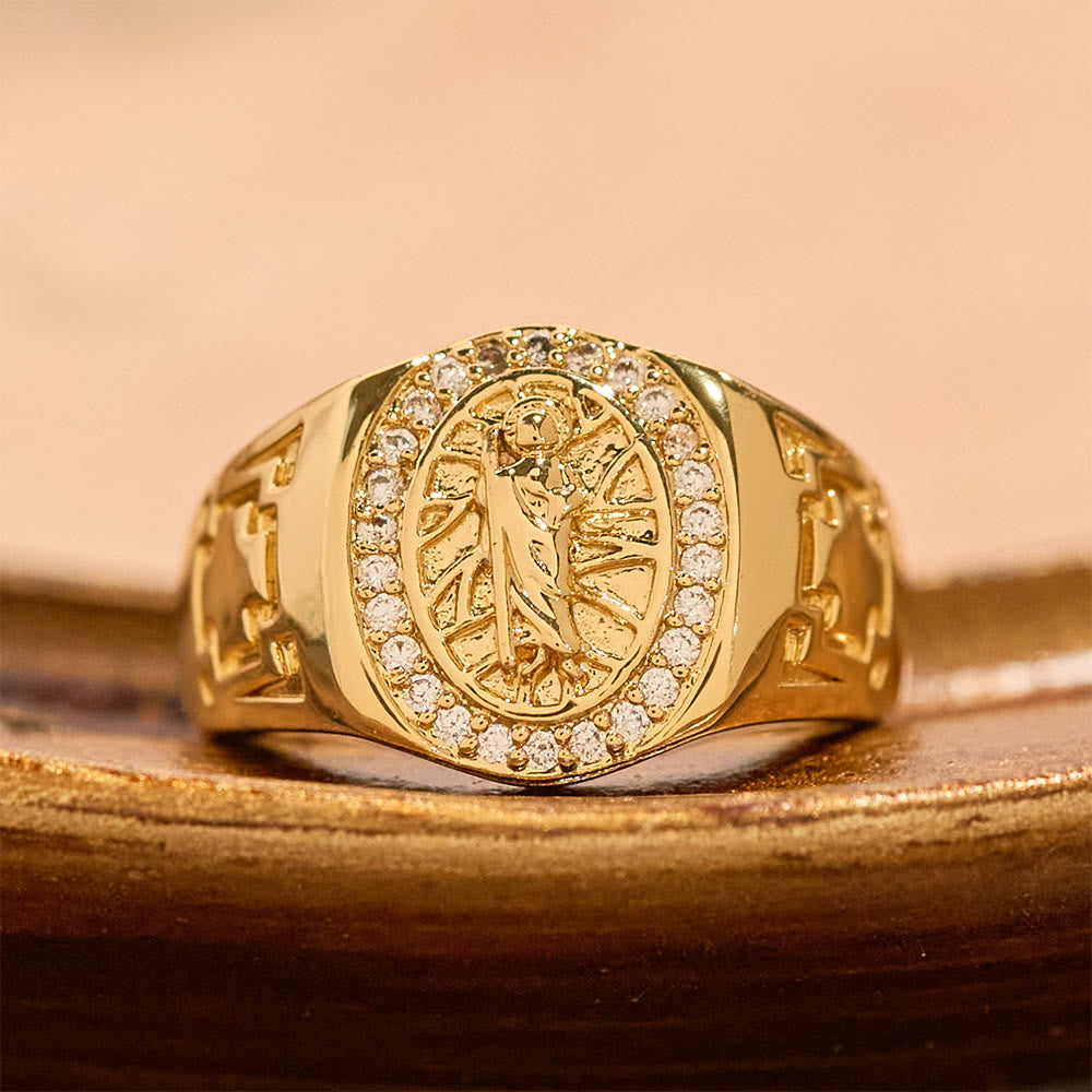 Ornate St. Jude Statement Ring: Emblem of Redemption & Spiritual Protection