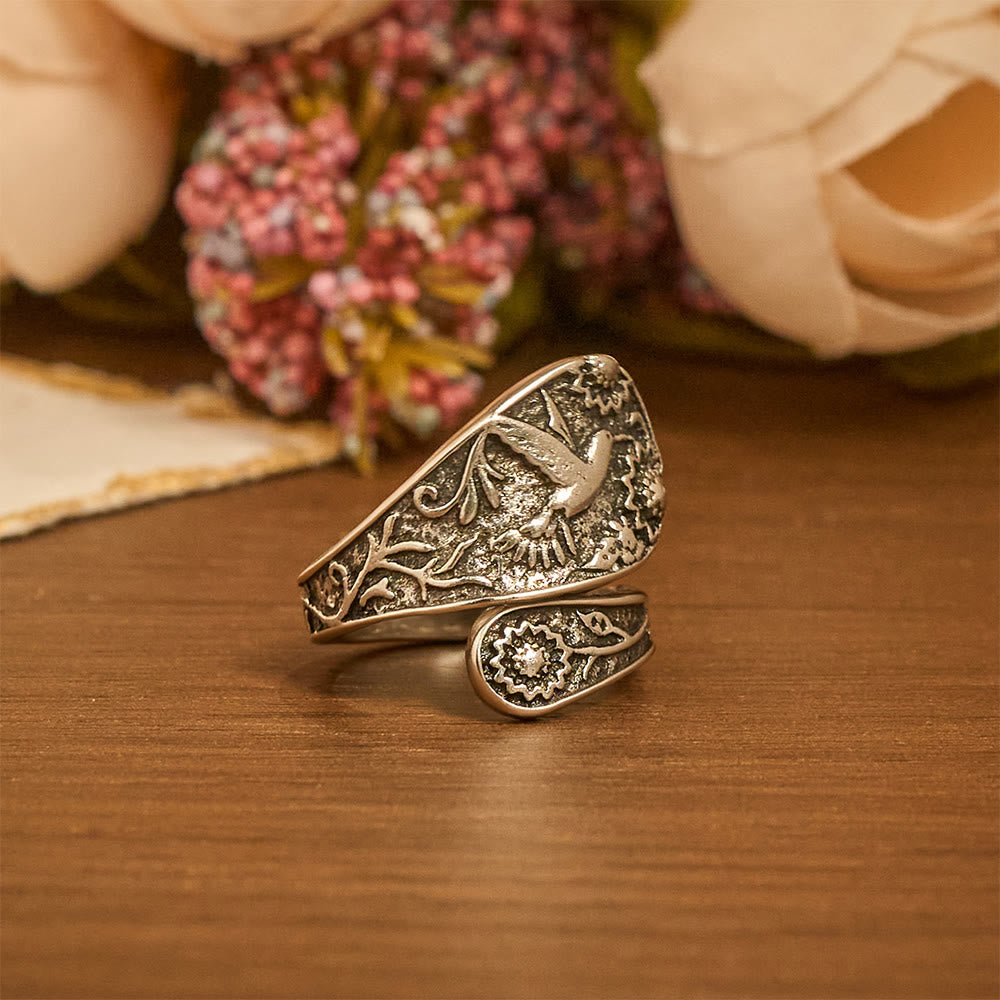 Hummingbird Holy Spirit Adjustable Wrap Ring: Emblem of Divine Grace & Natural Joy