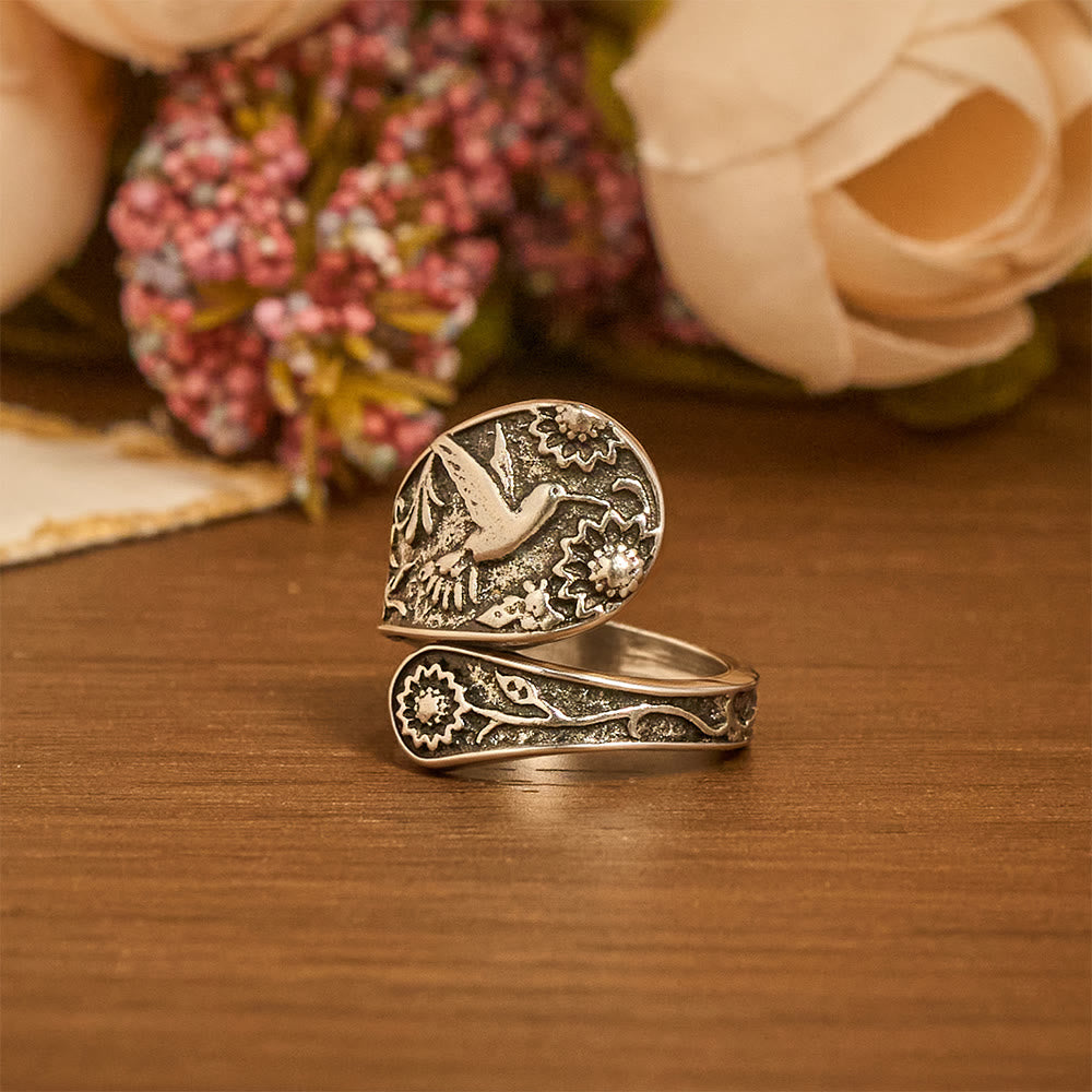 Hummingbird Holy Spirit Adjustable Wrap Ring: Emblem of Divine Grace & Natural Joy