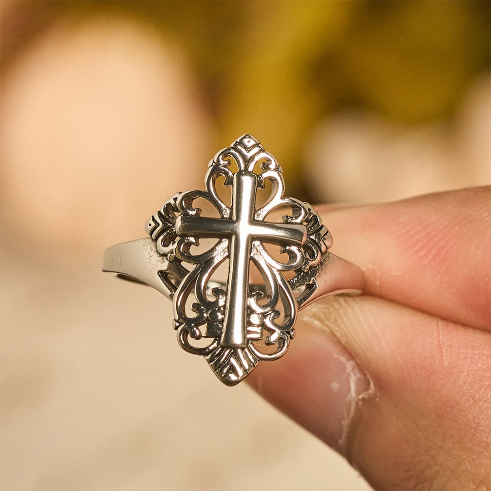 Heritage Filigree Cross Open Ring: A Symbol Of Marian Devotion & Divine Care