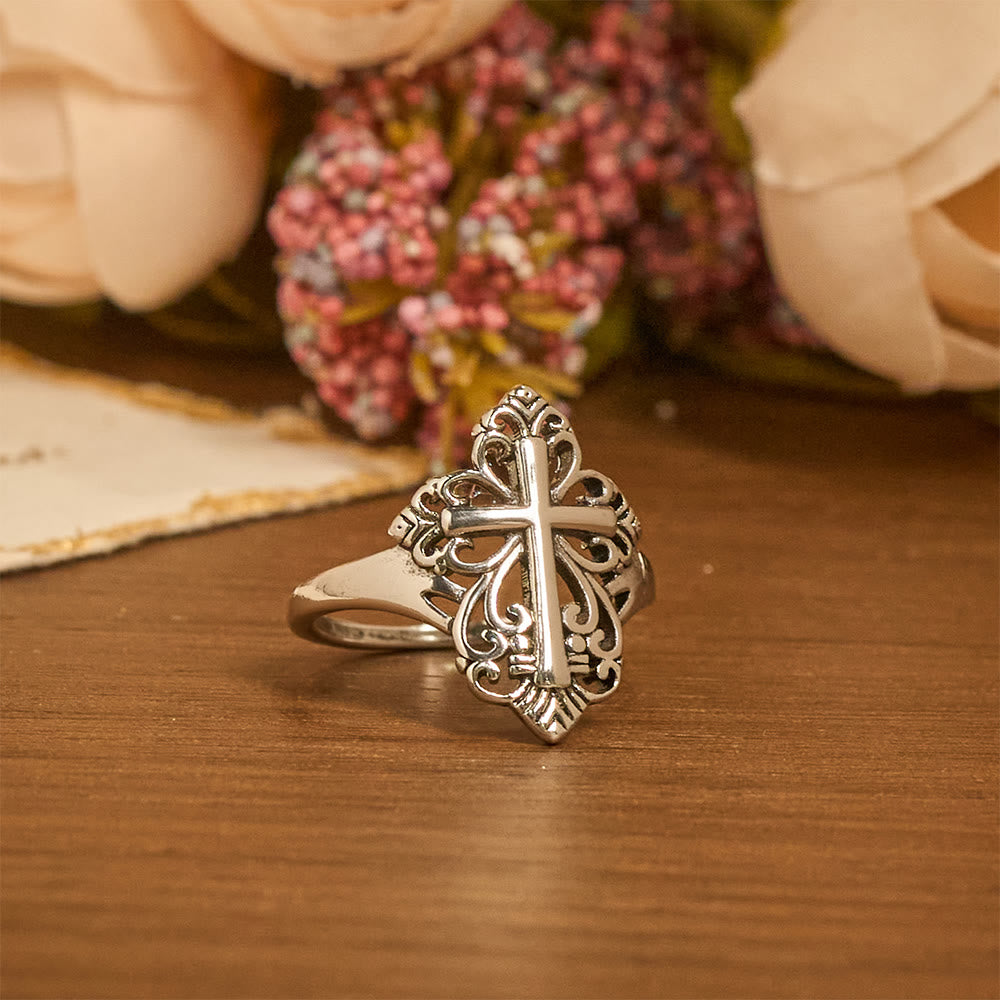 Heritage Filigree Cross Open Ring: A Symbol Of Marian Devotion & Divine Care