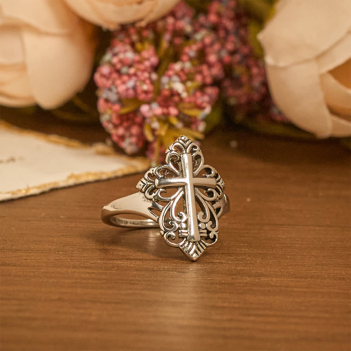 Heritage Filigree Cross Open Ring: A Symbol Of Marian Devotion & Divine Care