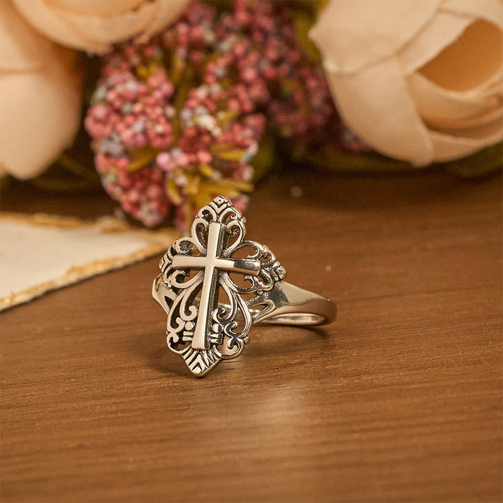 Heritage Filigree Cross Open Ring: A Symbol Of Marian Devotion & Divine Care