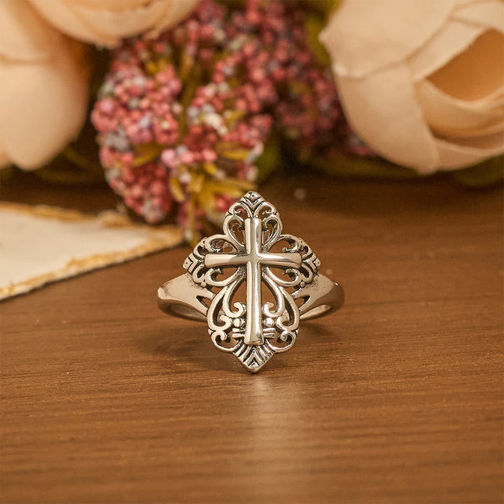 Heritage Filigree Cross Open Ring: A Symbol Of Marian Devotion & Divine Care