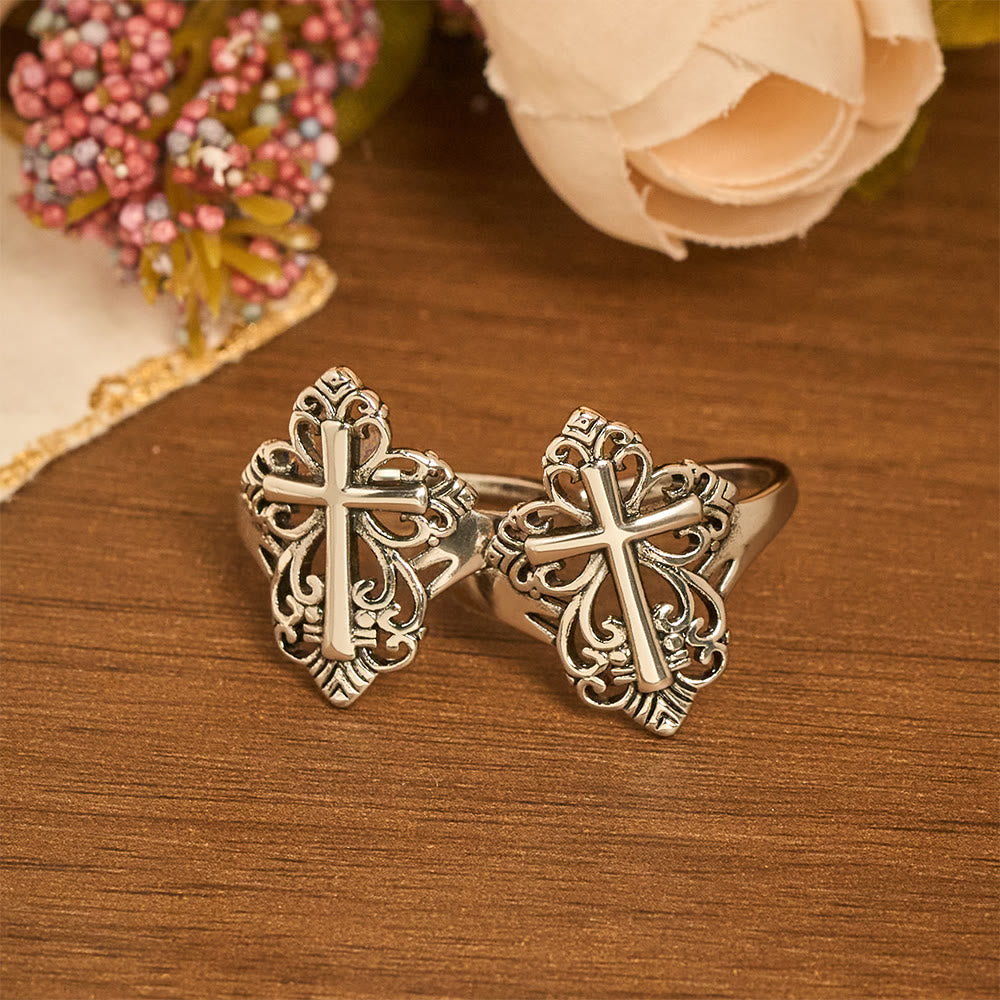 Heritage Filigree Cross Open Ring: A Symbol Of Marian Devotion & Divine Care