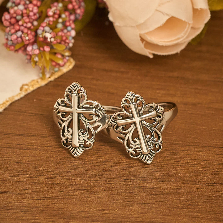 Heritage Filigree Cross Open Ring: A Symbol Of Marian Devotion & Divine Care