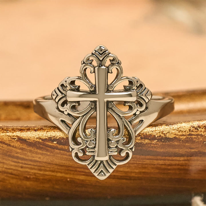 Heritage Filigree Cross Open Ring: A Symbol Of Marian Devotion & Divine Care