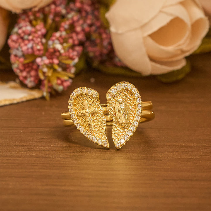 Classic Cross Split Heart Adjustable Ring: A Symbol Of Hope & Eternal Salvation