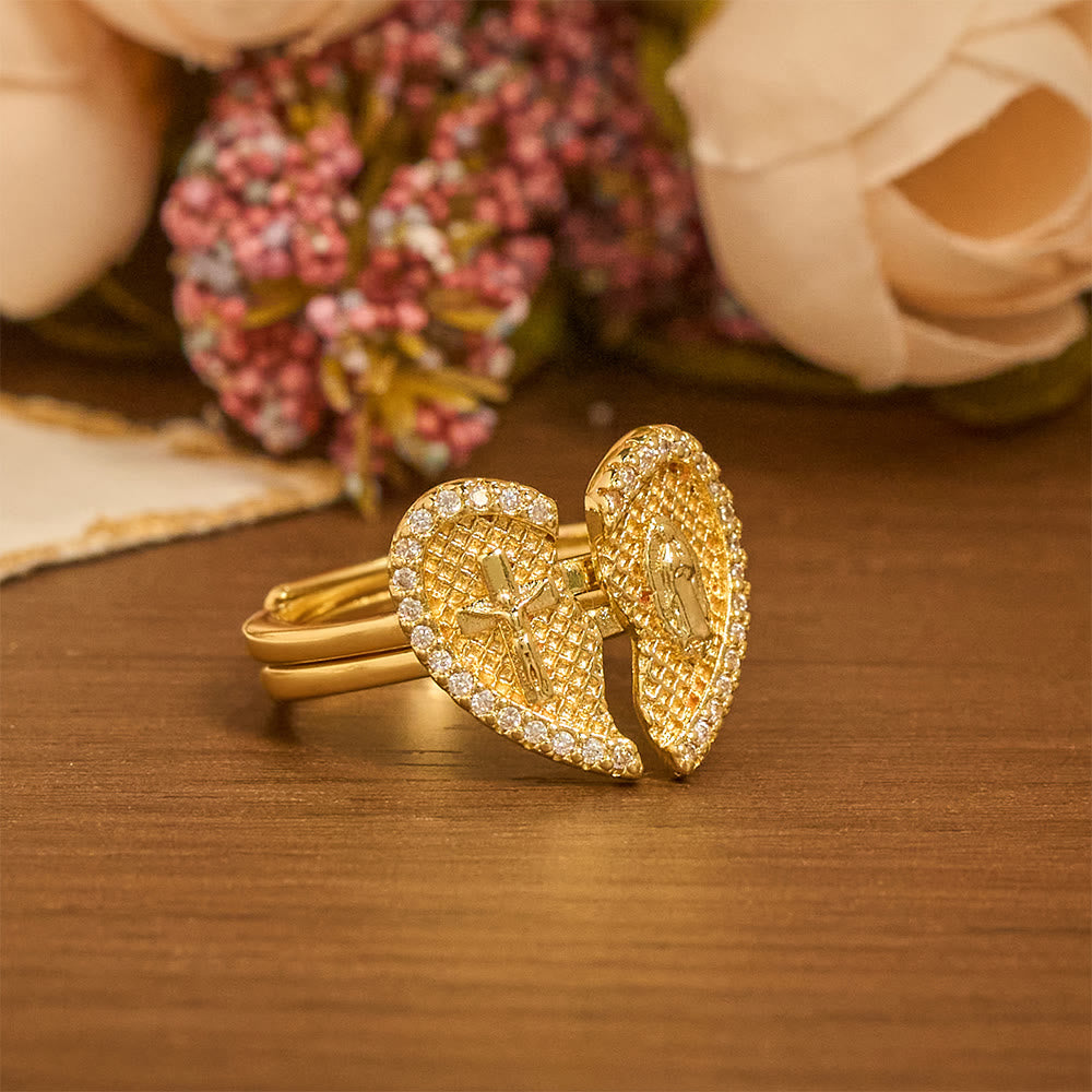 Classic Cross Split Heart Adjustable Ring: A Symbol Of Hope & Eternal Salvation