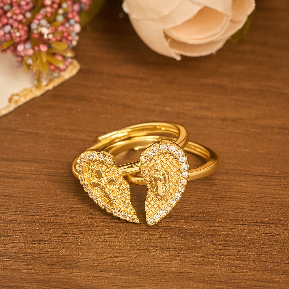 Classic Cross Split Heart Adjustable Ring: A Symbol Of Hope & Eternal Salvation