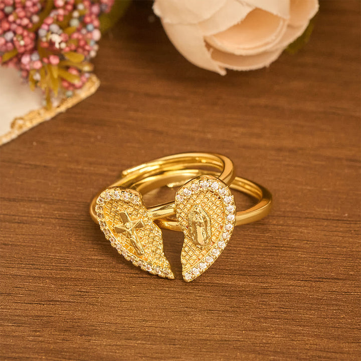 Classic Cross Split Heart Adjustable Ring: A Symbol Of Hope & Eternal Salvation