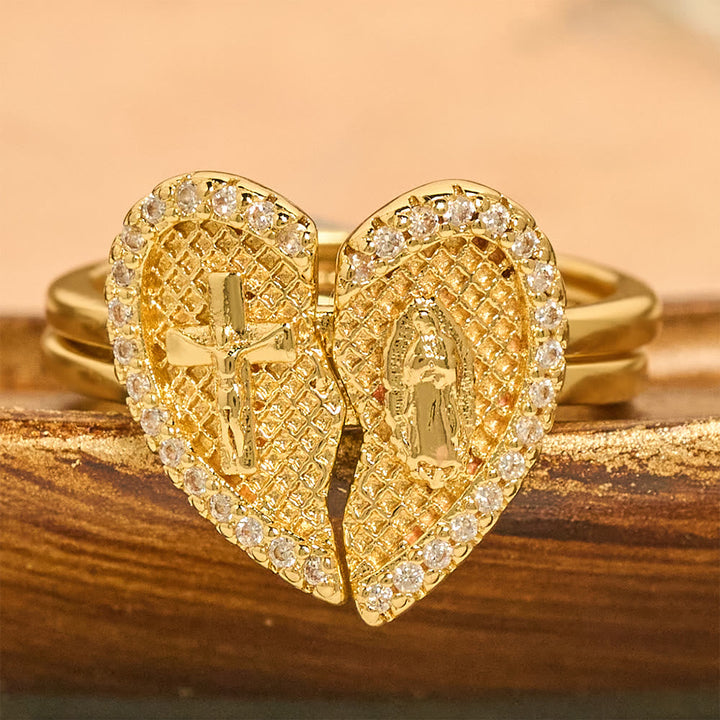 Classic Cross Split Heart Adjustable Ring: A Symbol Of Hope & Eternal Salvation