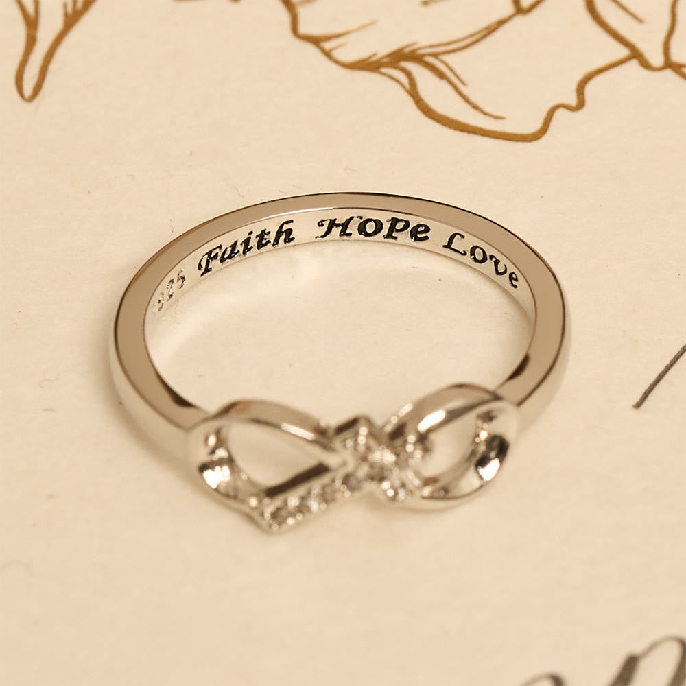 Elegant Infinity Cross Open Ring with Engraving: Emblem of Spiritual Strength & Divine Guidance