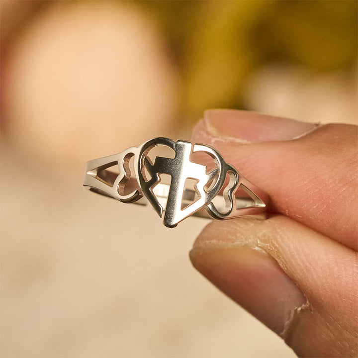 Timeless Heart Cross Adjustable Ring: A Gift Of Grace & Divine Intercession