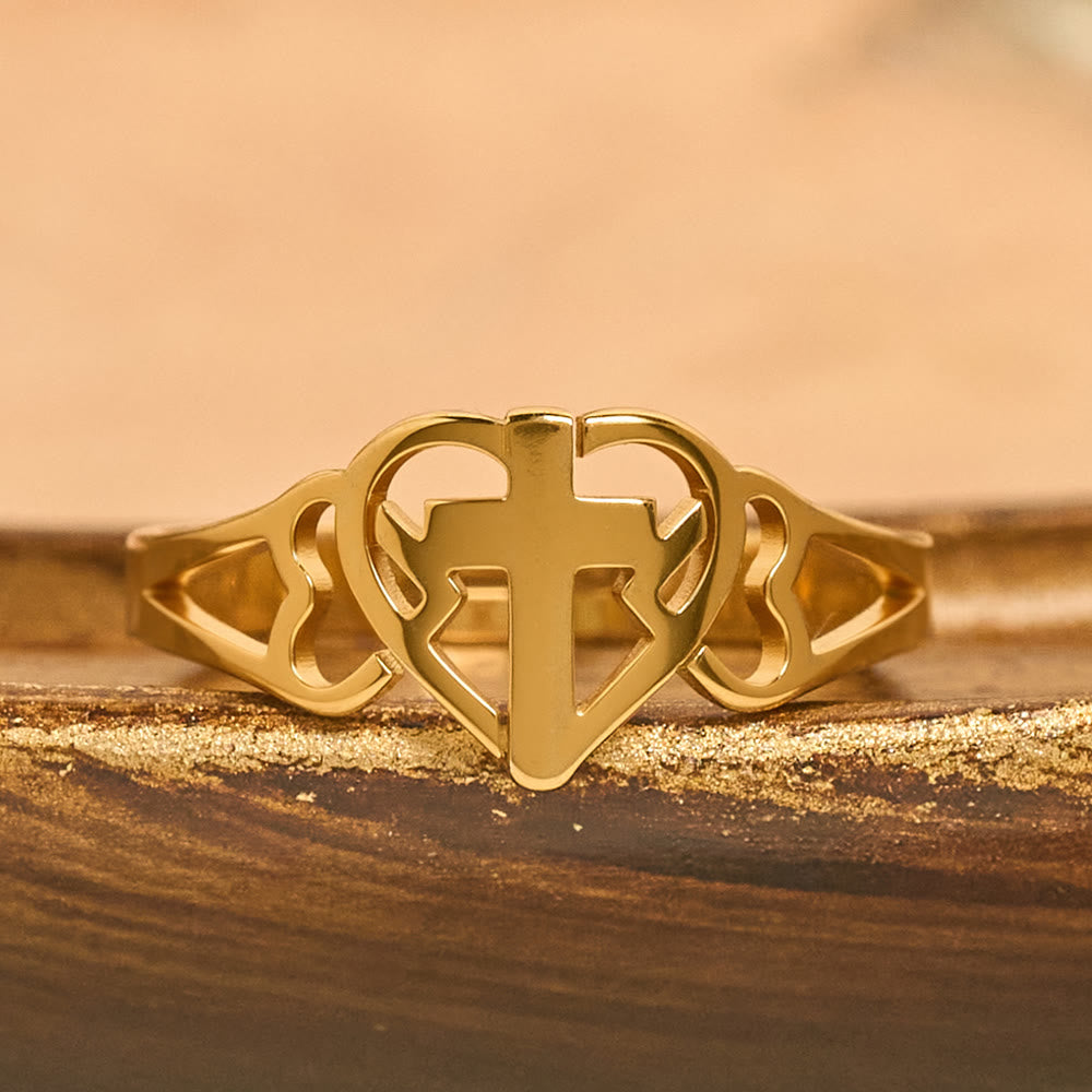 Timeless Heart Cross Adjustable Ring: A Gift Of Grace & Divine Intercession